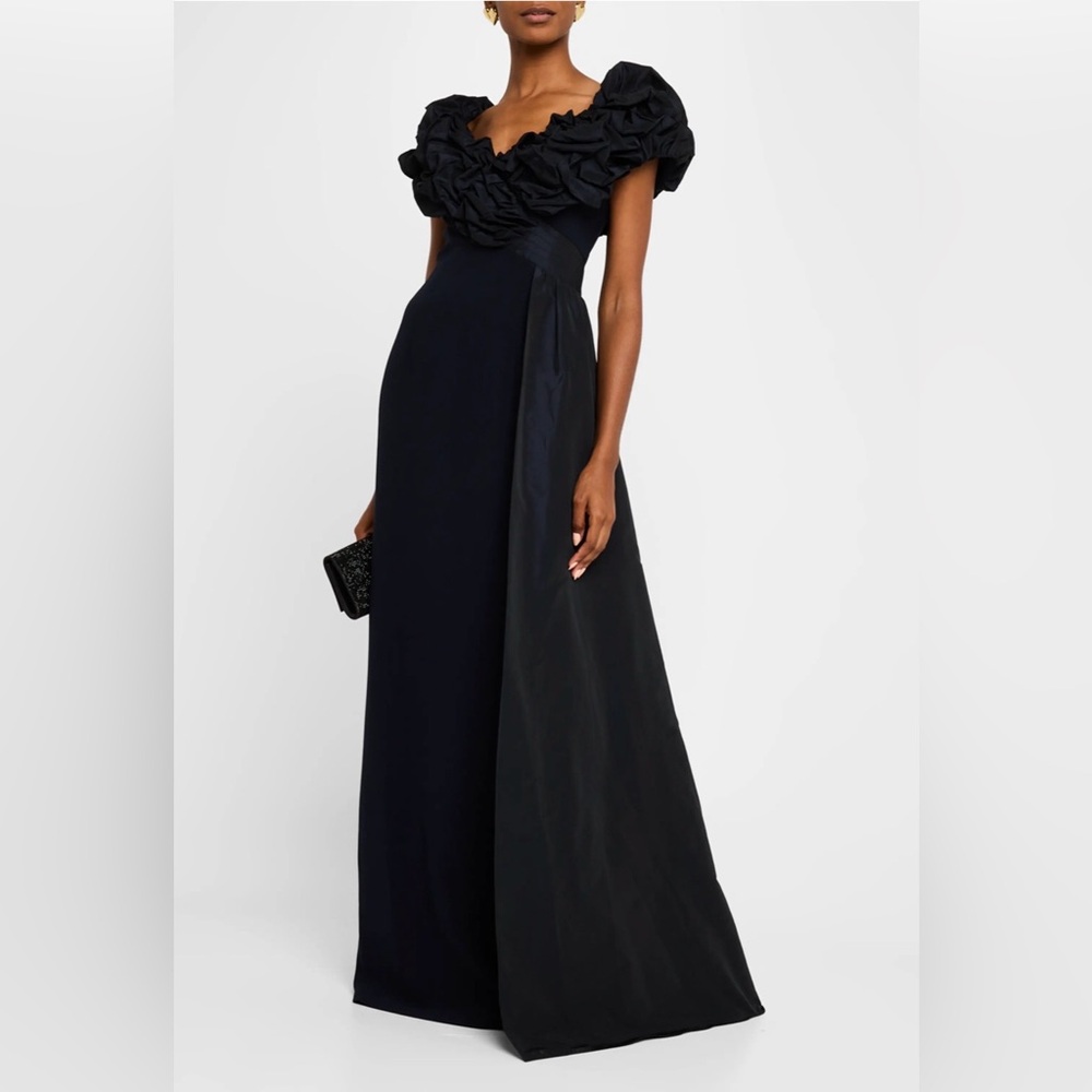 Rickie Freeman for Teri John - A-Line Ruffle Taffeta and Crepe Gown